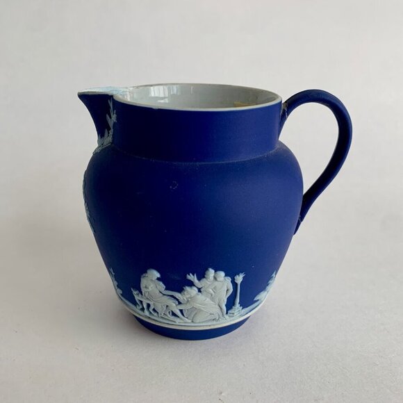 Wedgewood Jasperware Cobalt Creamer Pitcher *HAS REPAIRS* - Picture 1 of 7